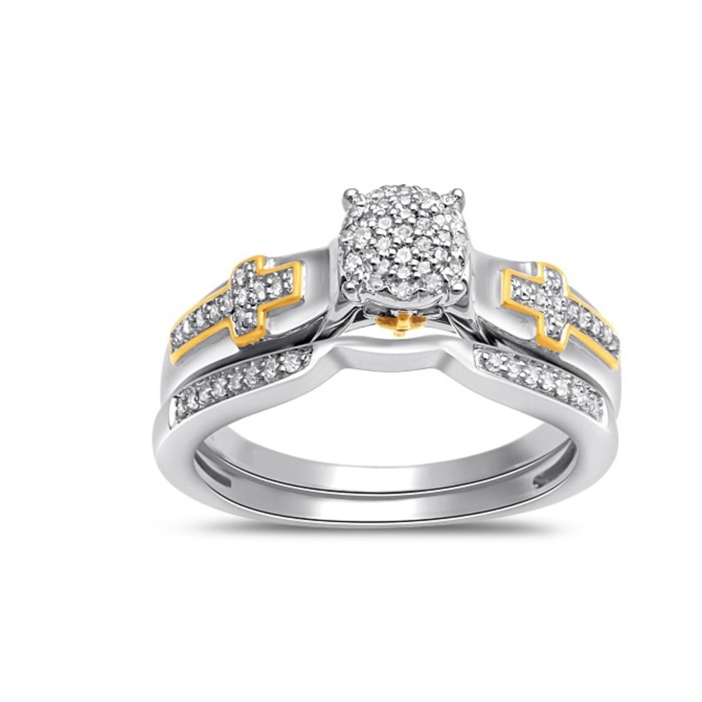 Forever Bride, Sterling Silver, 18KT Gold Plated, 1/5 CTTW Genuine Diamond